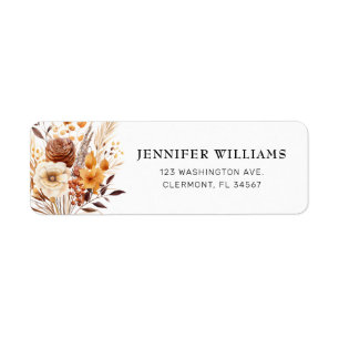 Autumn Watercolor Flowers Return Address Labels