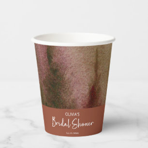 Autumn Watercolor Forest Terracota Bridal Shower Paper Cups