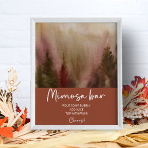 Autumn Watercolor Forest Terracota Mimosa Bar Poster