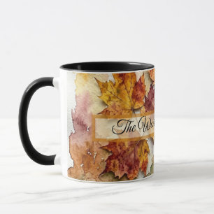 Autumn Watercolor Leaves and Fall Foliage Art Mug