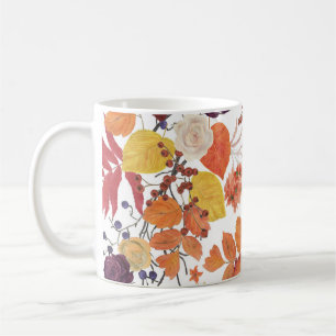 Autumn Watercolor Leaves and Roses Coffee Mug