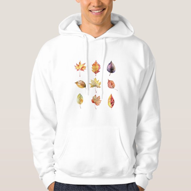 Autumn Watercolor Leaves Graphic  Hoodie (Front)