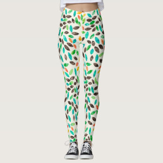 Autumn Watercolor Leaves Pattern Leggings