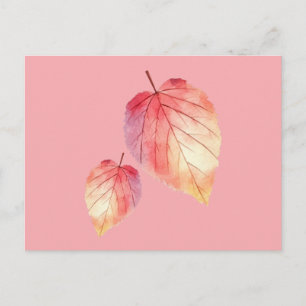 Autumn Watercolor Leaves Postcard
