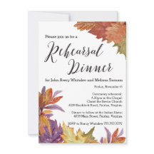 Autumn Watercolor Leaves Rehearsal Dinner