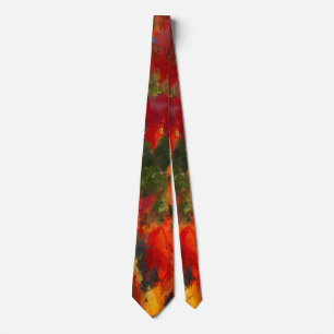 Autumn Watercolor Leaves Tie