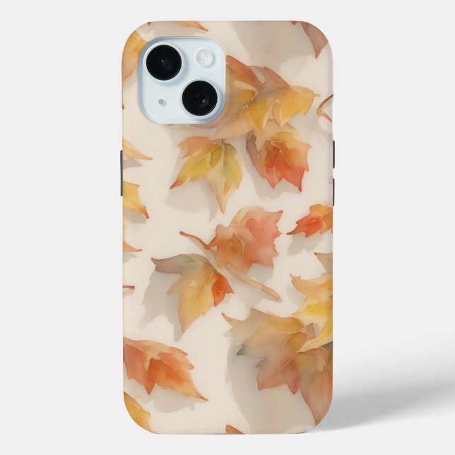 Autumn watercolor pastel leaves background Case-Mate iPhone case (Back)