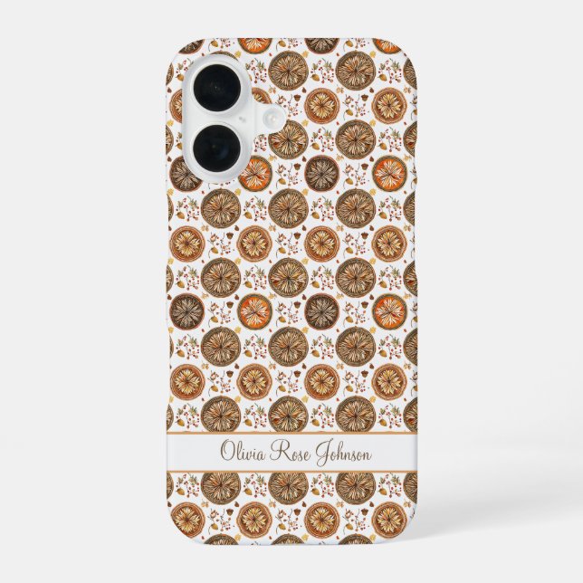 Autumn Watercolor Pattern iPhone 16 Case (Back)
