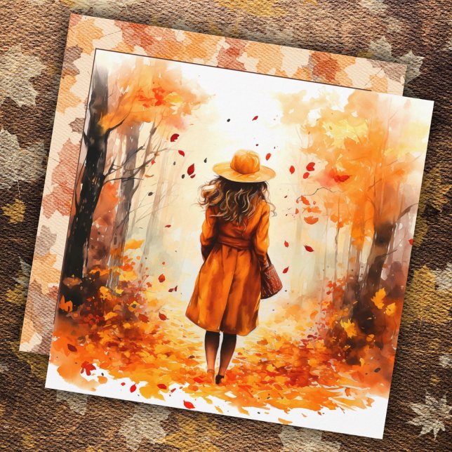 Autumn Watercolor Peaceful Girl Walking (Creator Uploaded)