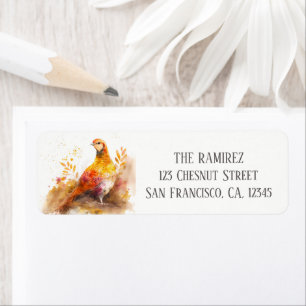 Autumn Watercolor Pheasant Return Address
