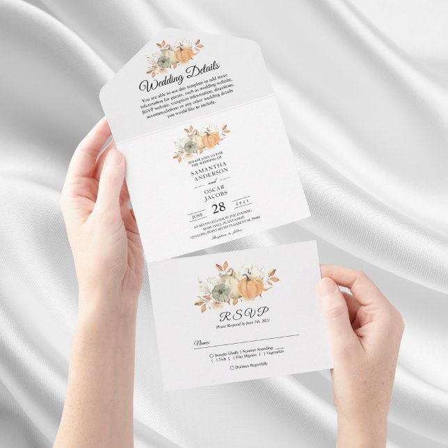 Autumn Watercolor Pumpkins & Flowers All In One Invitation (Creator Uploaded)