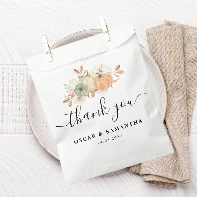 Autumn Watercolor Pumpkins & Flowers Favour Bags (Creator Uploaded)