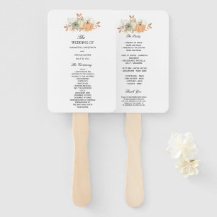 Autumn Watercolor Pumpkins & Flowers Hand Fan