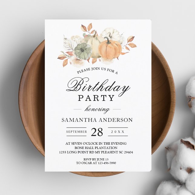 Autumn Watercolor Pumpkins & Flowers Invitation (Creator Uploaded)
