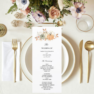 Autumn Watercolor Pumpkins & Flowers Menu