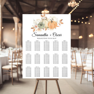 Autumn Watercolor Pumpkins & Flowers Poster
