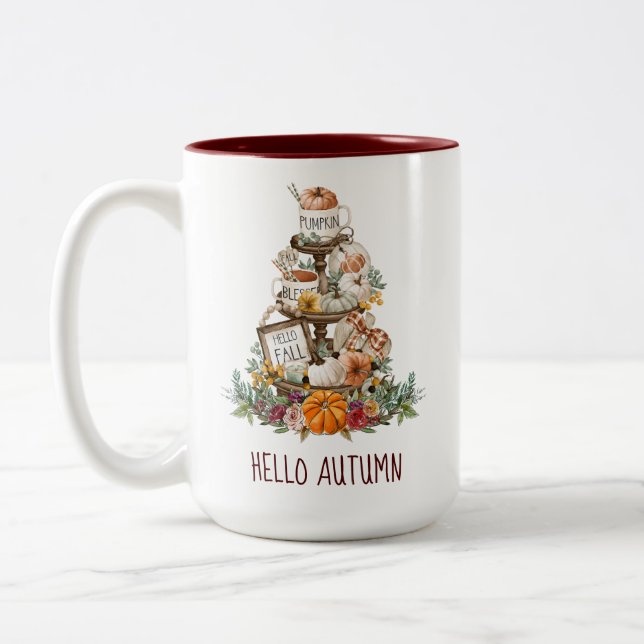 Autumn Watercolor Pumpkins Latte Mug (Left)