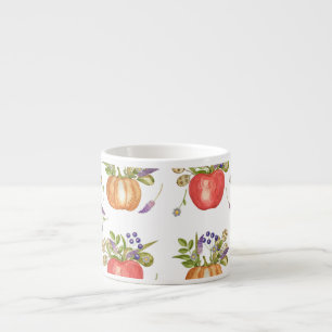 Autumn Watercolor, Seamless Composition. Espresso Cup