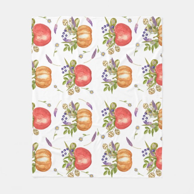 Autumn Watercolor, Seamless Composition. Fleece Blanket (Front)