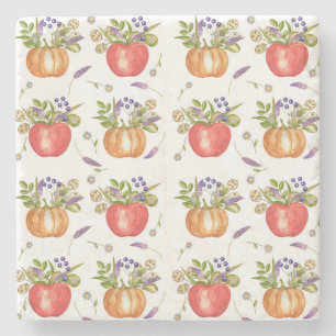 Autumn Watercolor, Seamless Composition. Stone Coaster