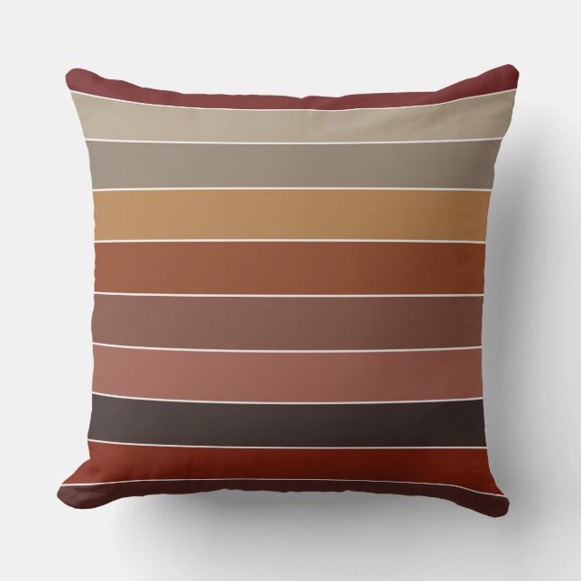 Autumn Watercolor Stripes Cushion (Front)