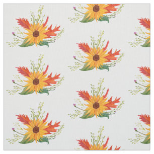 Autumn Watercolor Sunflower Drawing Pattern Fabric