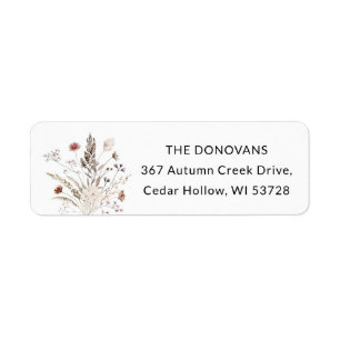 Autumn Watercolor Wildflower Return Address Labels