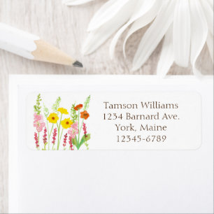 Autumn Watercolor Wildflowers Return Address