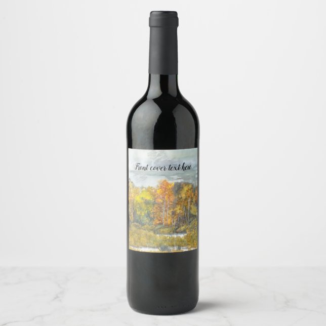 Autumn  watercolor wine label (Front)