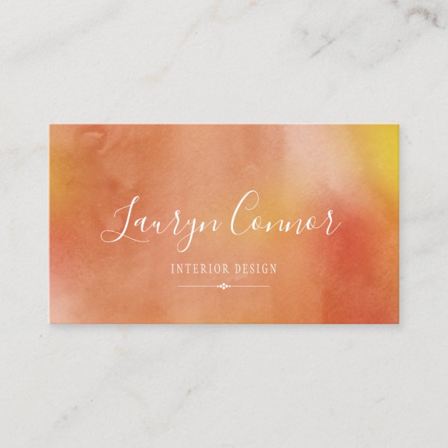 Autumn Watercolors & Gorgeous Script Business Card (Front)