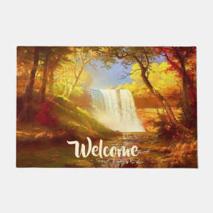 Autumn waterfall   doormat