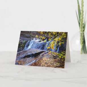 Autumn Waterfall Golden Leaves Subway Blank Inside Card