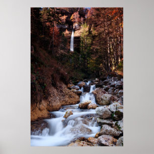 Autumn waterfall Peričnik, Slovenia Poster