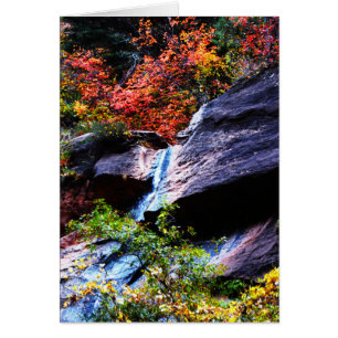 Autumn Waterfall Subway Zion Blank Greeting Card