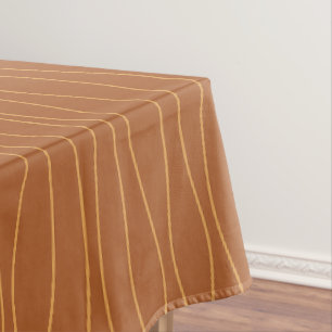 Autumn Wavy Lines Tablecloth Brown & Orange