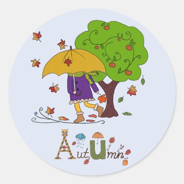 autumn weather classic round sticker (Front)