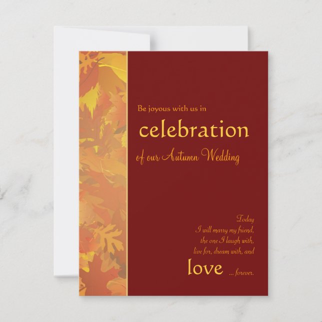 Autumn Wedding - Contemporary Wedding Invitations (Front)