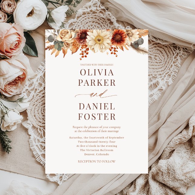 Autumn Wedding Elegant Fall Floral Invitation (Creator Uploaded)