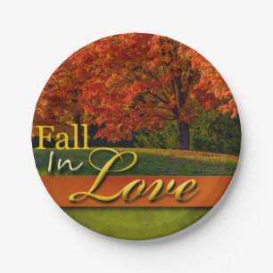 Autumn Wedding Fall In Love Pretty Foliage Photo Paper Plate