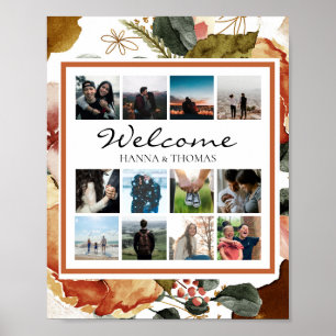Autumn Wedding Fall Watercolor Floral Welcome Sign