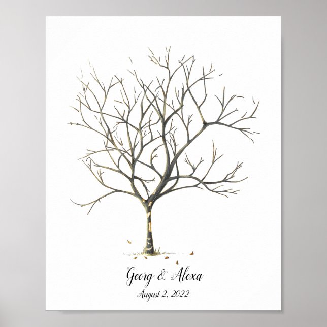 Autumn Wedding Fingerprint Tree Guestbook (Front)