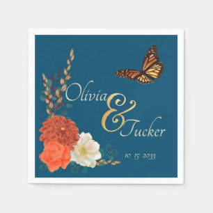 Autumn Wedding Floral Butterfly Custom Napkin