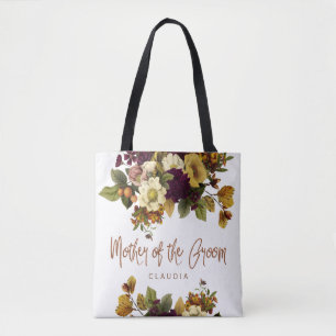 Autumn wedding floral modern mother of the groom tote bag
