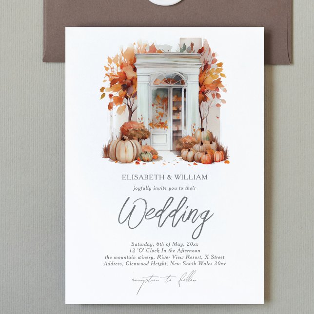 Autumn Wedding Front Door QR Code Rsvp Invitation (Creator Uploaded)