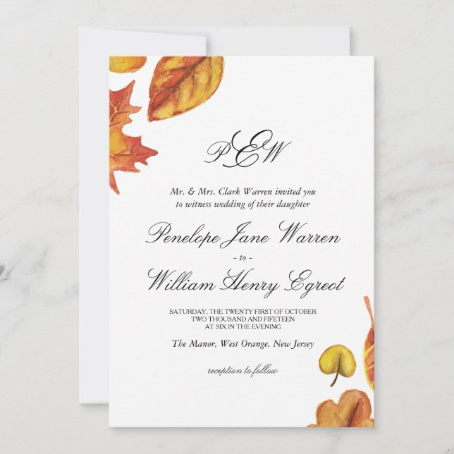 Autumn Wedding Invitation (Front)