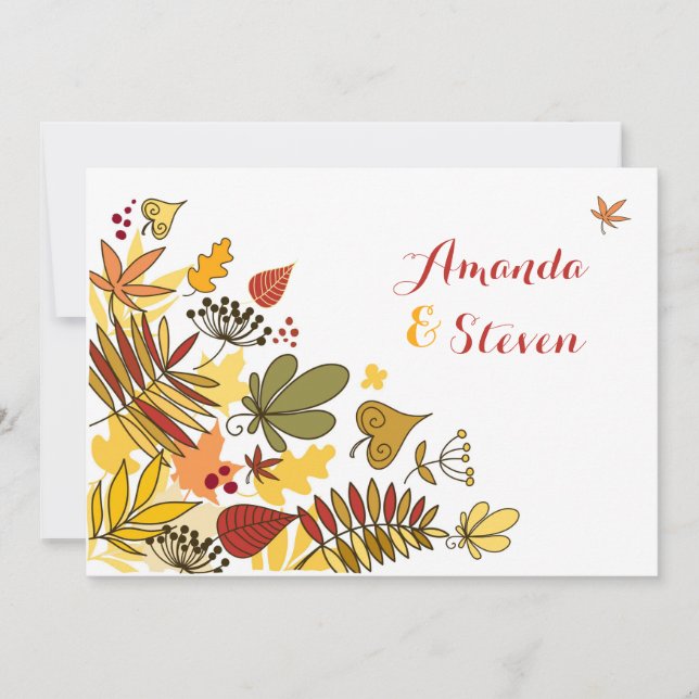Autumn Wedding Invitation | Leaves, Seeds, Berries (Front)