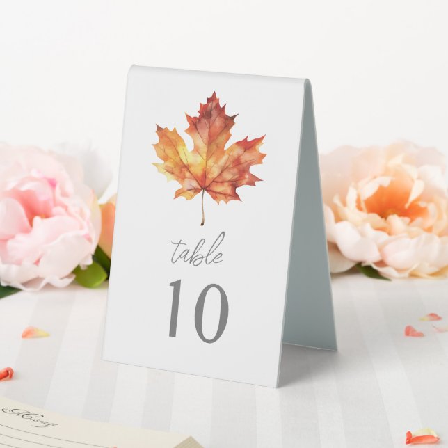 Autumn Wedding Leaf Table Number (In SItu (Wedding))