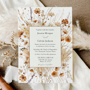 Autumn Wedding Orange Floral Invitation