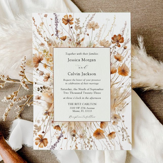 Autumn Wedding Orange Floral Invitation (Creator Uploaded)