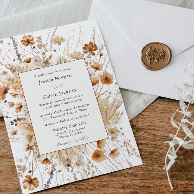Autumn Wedding Orange Floral Invitation (Creator Uploaded)